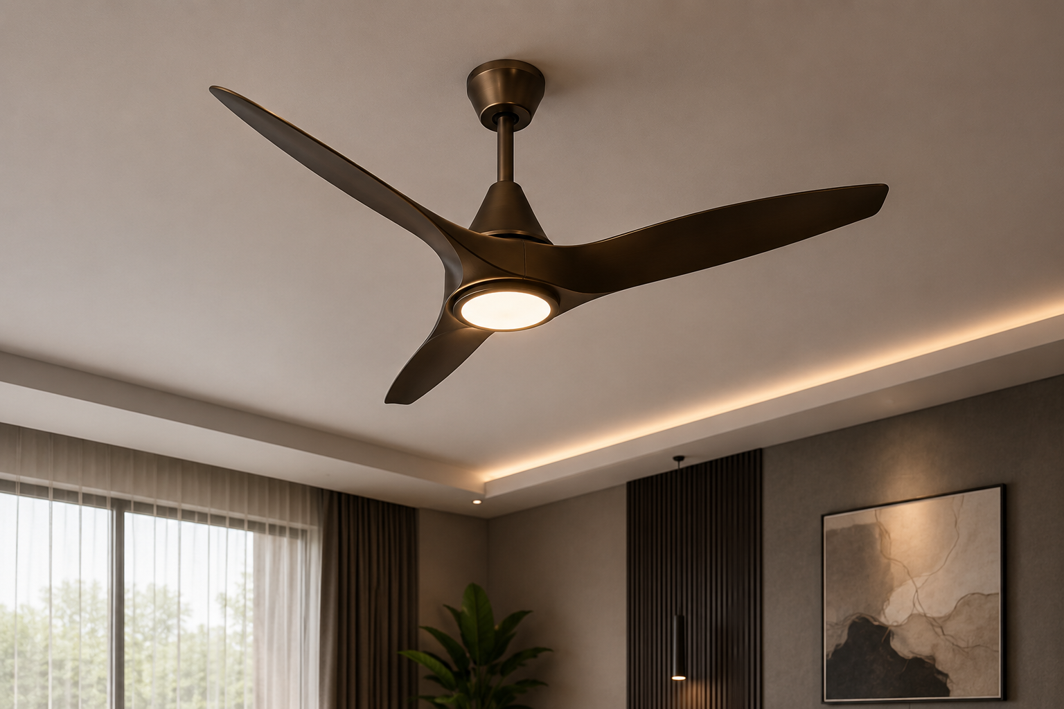 Momenta With Underlight 1320 Mm Sweep Ceiling Fan Architectural Bronze 467890