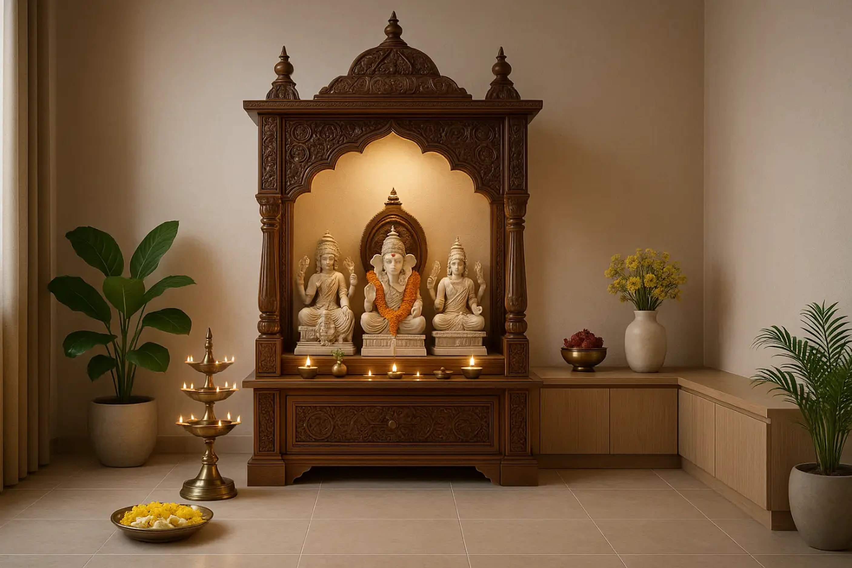 Pooja Shelf Design Ideas for Dusshera: Creating a Sacred Shelf for Your God at Home